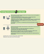 Cooking instructions with step-by-step guide on a light green background